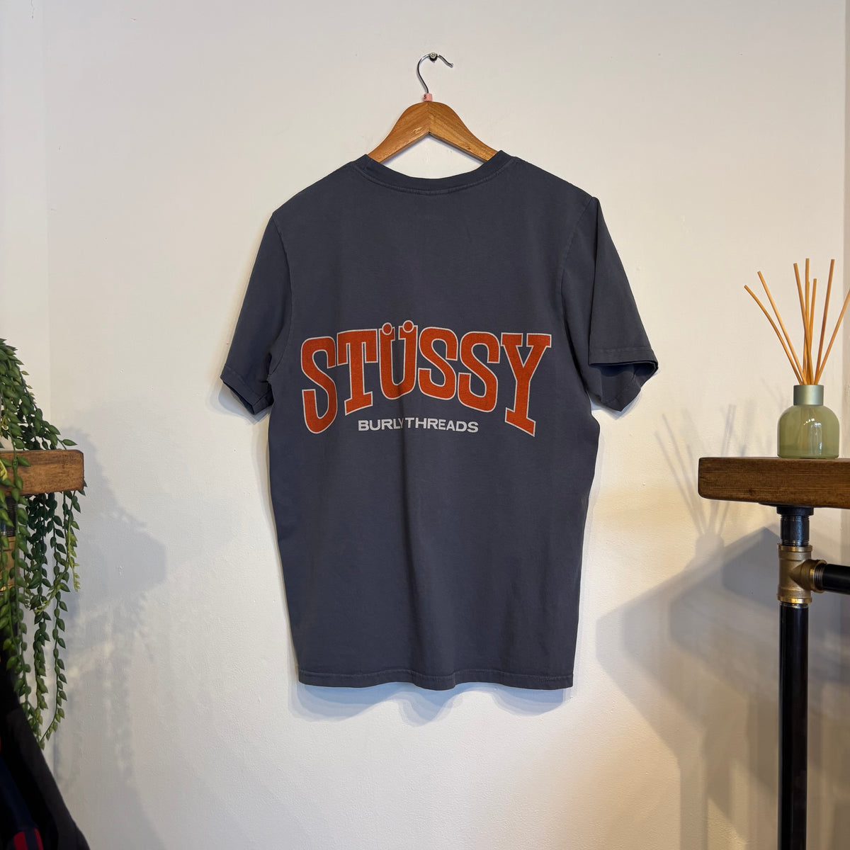Stussy SS24 Burly Threads Graphic T-Shirt Blue (Small)