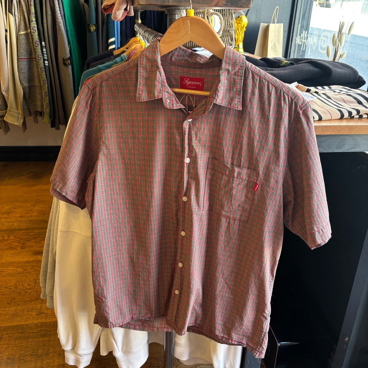 Supreme SS19 Plaid Button Up Shirt Red (Medium)