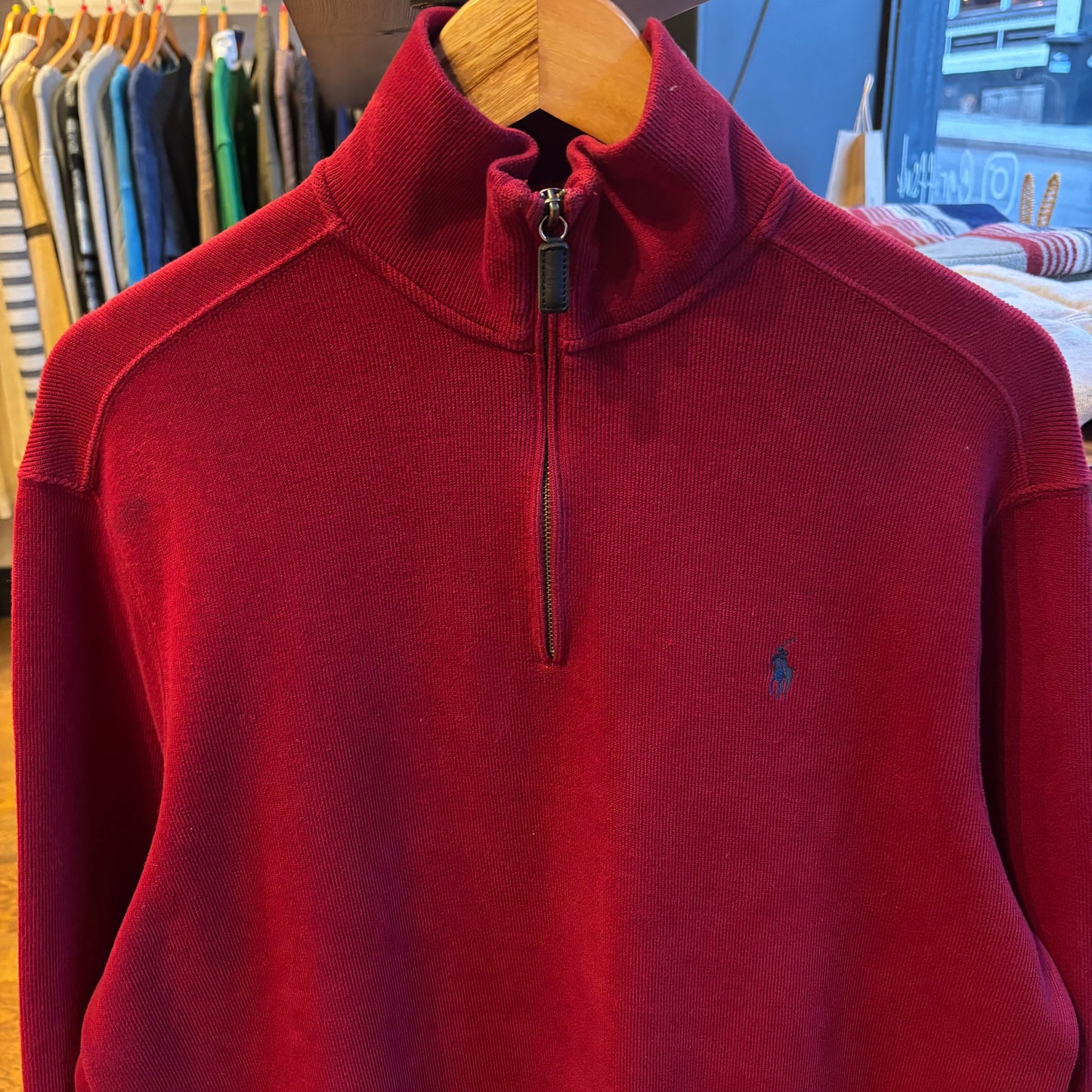 Ralph Lauren Pullover Quarter Zip Jumper Red (Large)