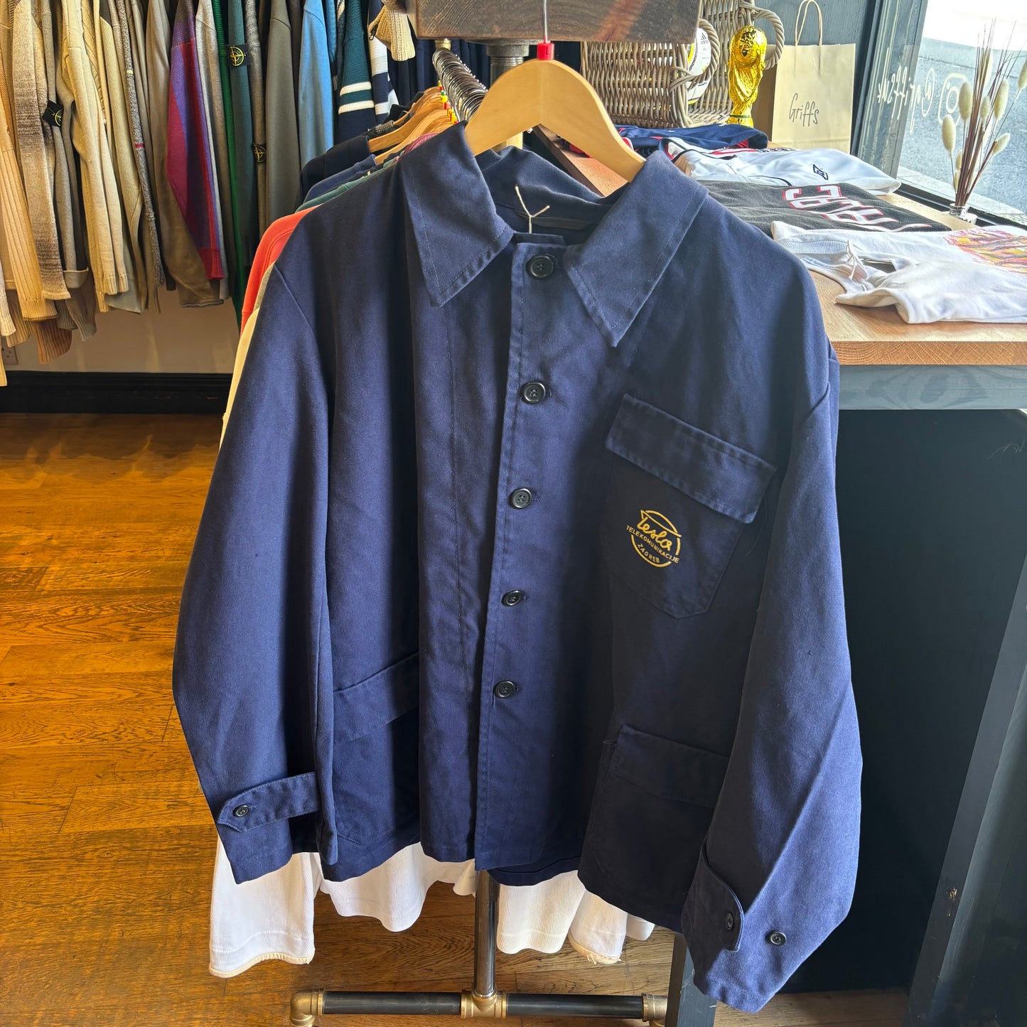 Vintage Tesla French Chore Jacket Blue (Large)