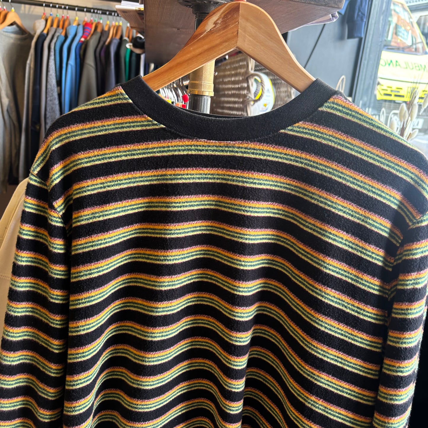 Stussy Hudson Striped Brushed Cotton Longsleeve Top Black (Small)