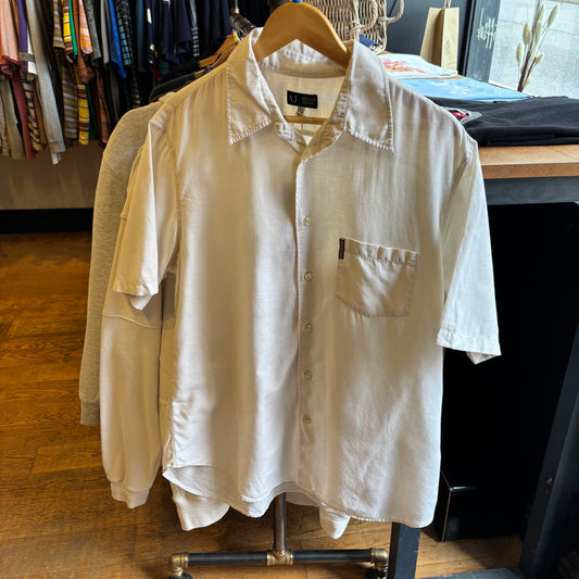 Armani Jeans Short Sleeve Linen Shirt Cream (XXL)