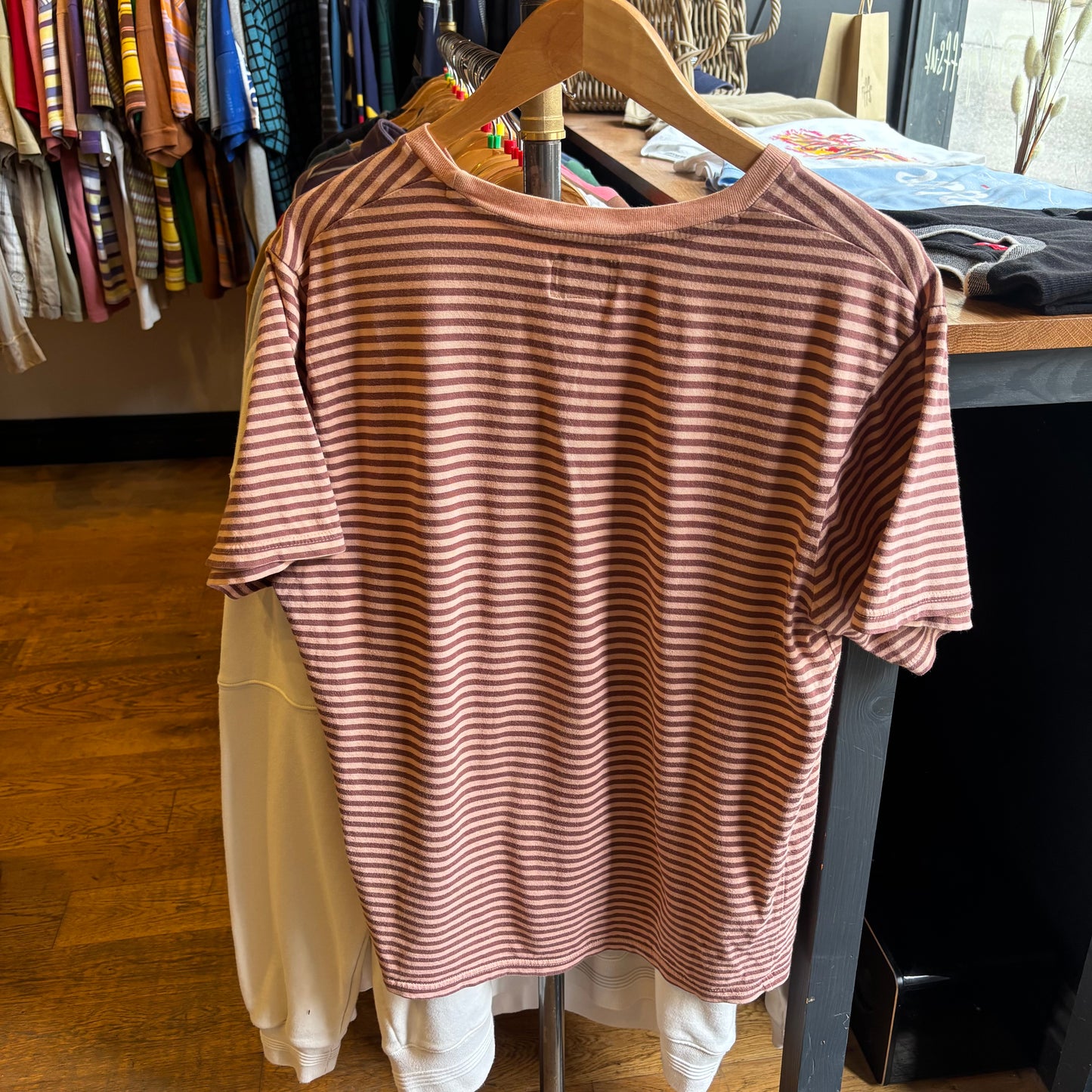 Stussy International Stripe Crew T-Shirt Brown (Medium)
