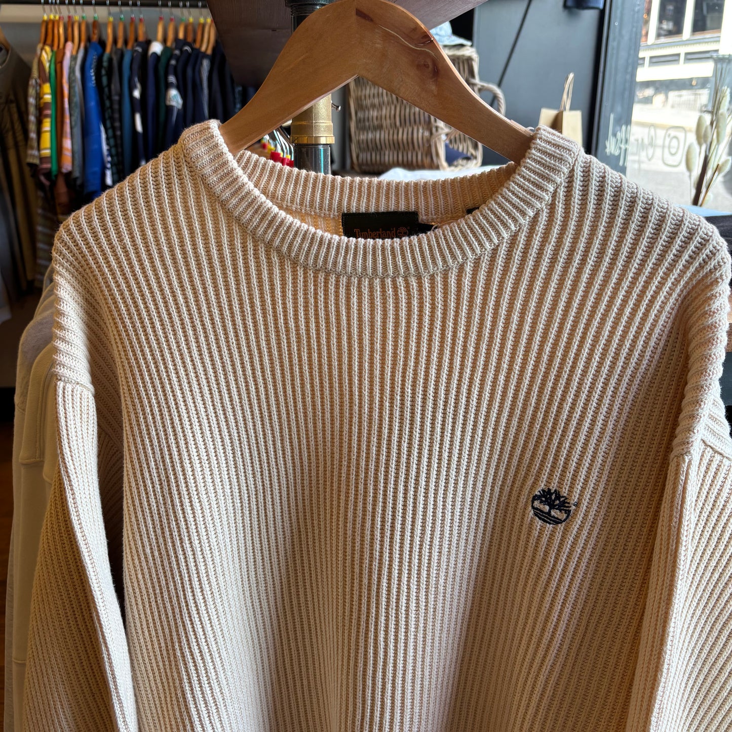 Timberland Ribbed Pullover Knit Jumper Cream (Large)