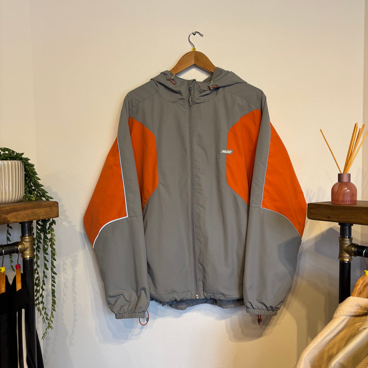Palace SS24 Duo Shell Hooded Jacket Grey/ Orange (Medium)