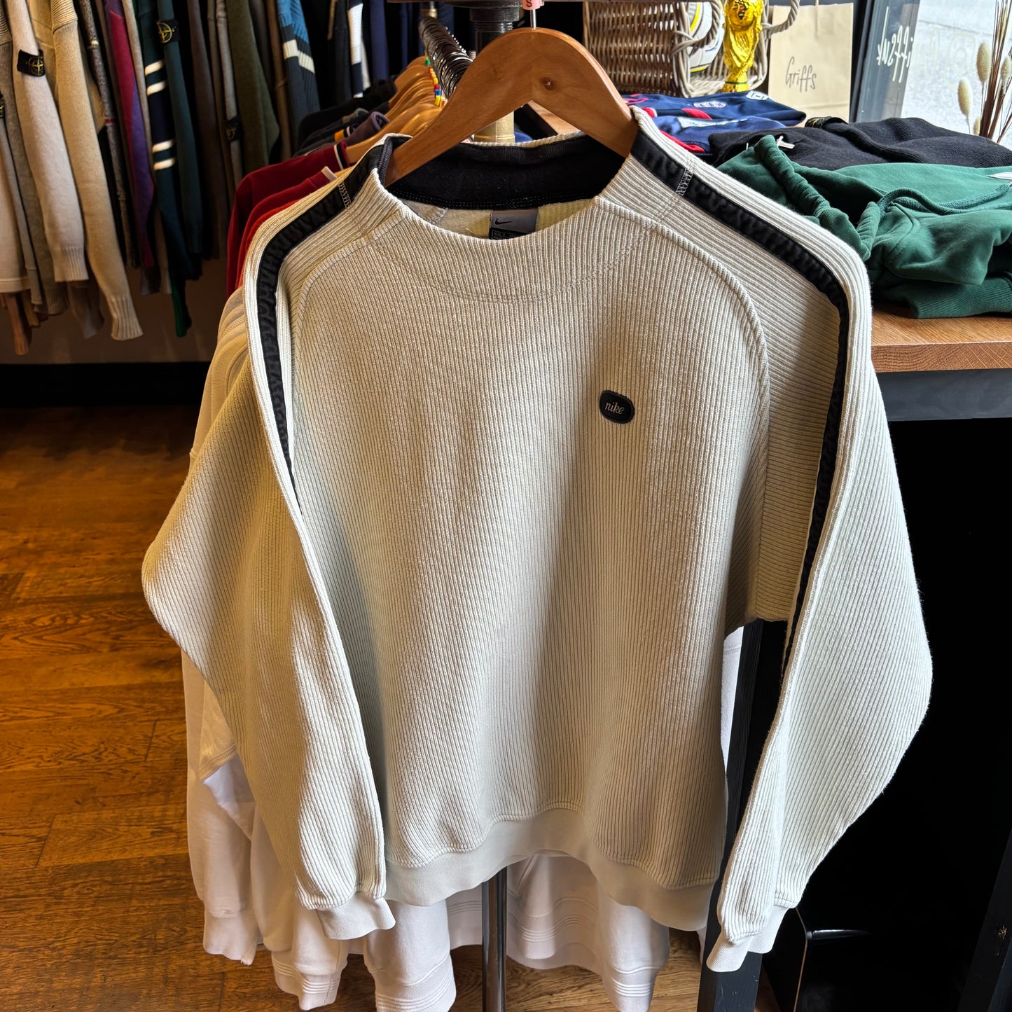 Nike Ribbed Pullover Sweatshirt Cream (Small)