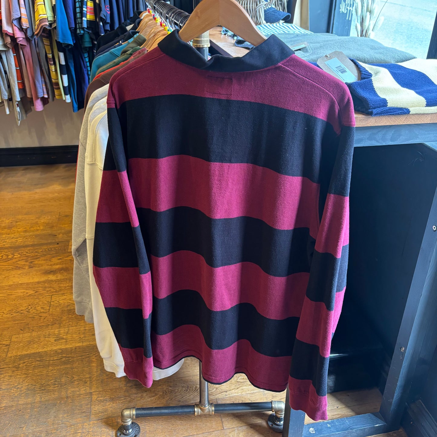 Stussy Ralphie Stripe Rugby Shirt Red/ Black (Large)