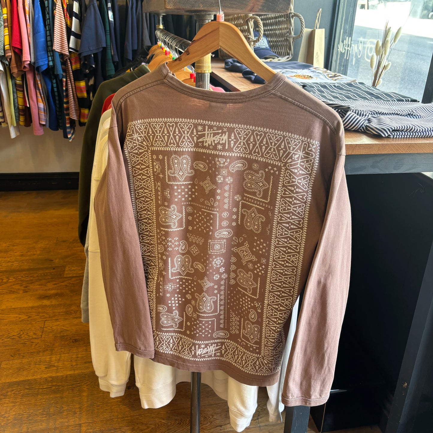 Stussy Paisley Print Longsleeve T-Shirt Brown (Small)