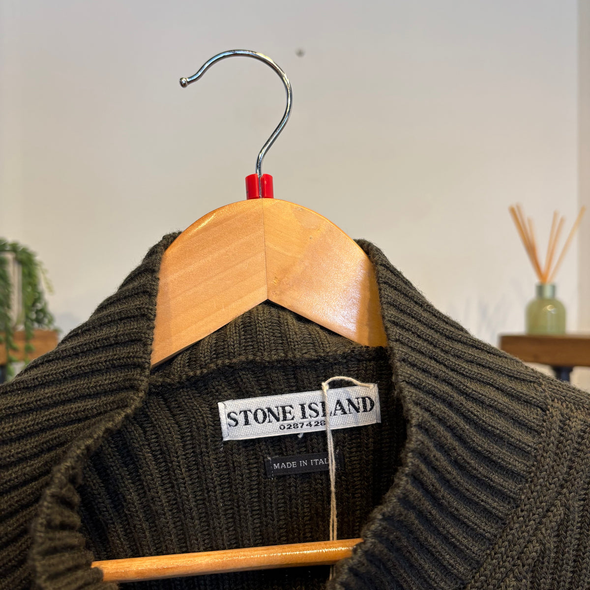 Stone Island A/W 2004 Chunky Full Zip Knit Jumper Green (Medium)
