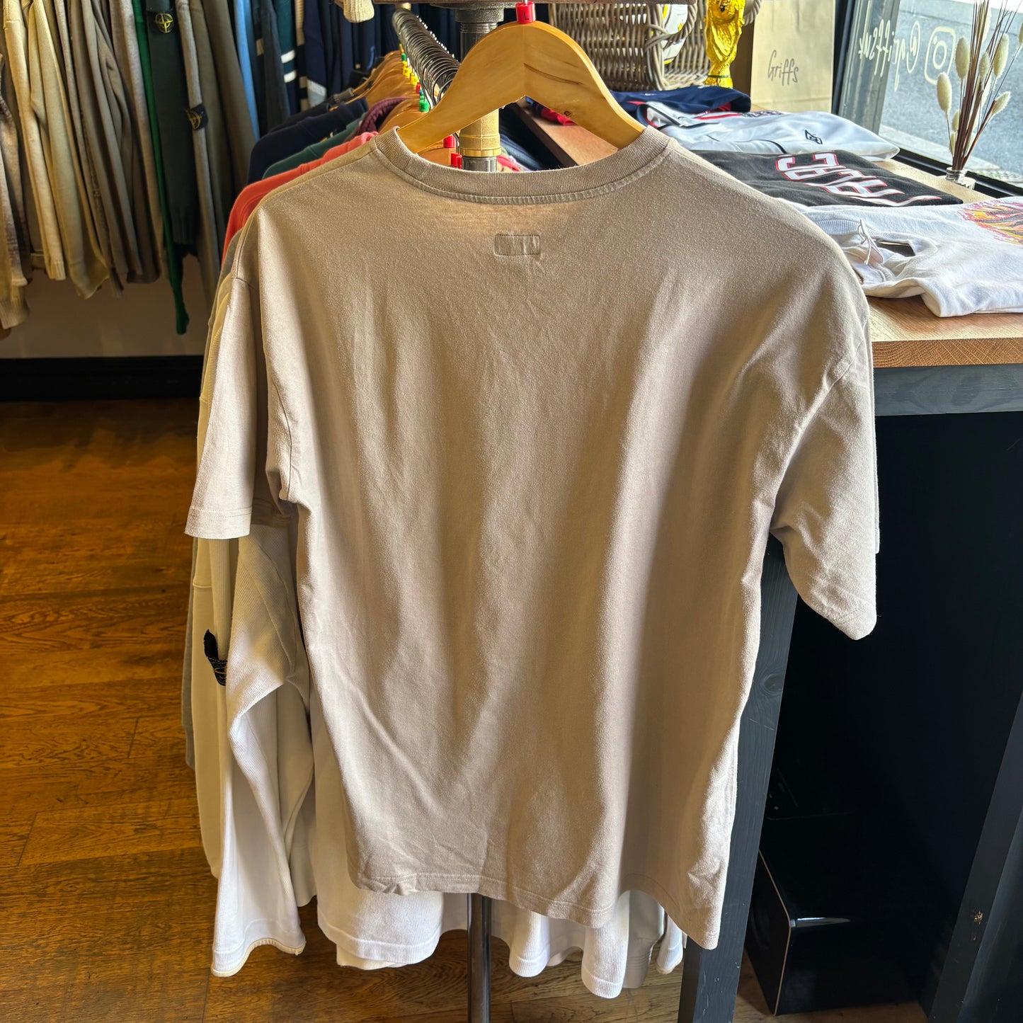 Armani Jeans Spellout Print T-Shirt Beige (Large)