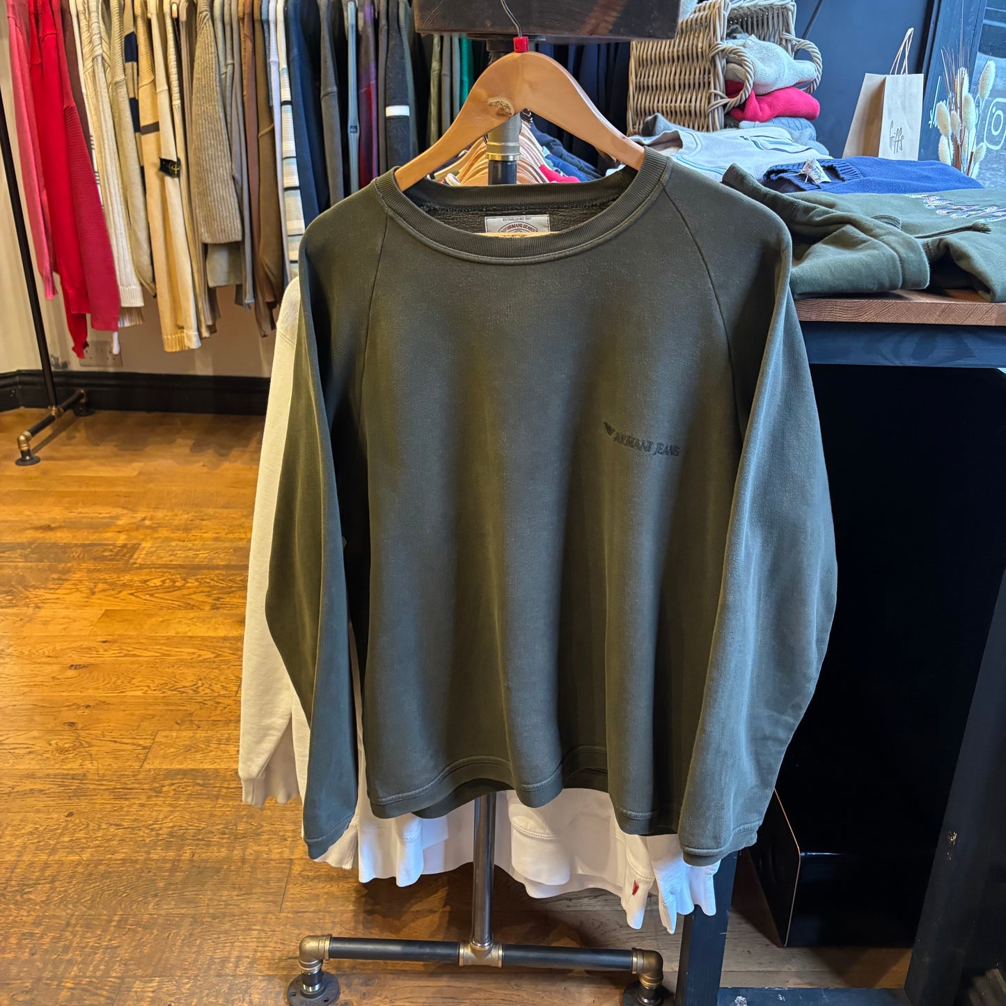 Armani Jeans Pullover Sweatshirt Green (Large)