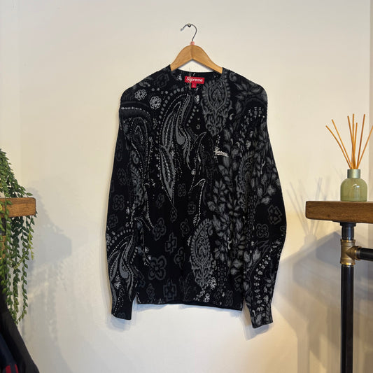 Supreme SS24 Paisley Printed Sweater Knit Black (Small)