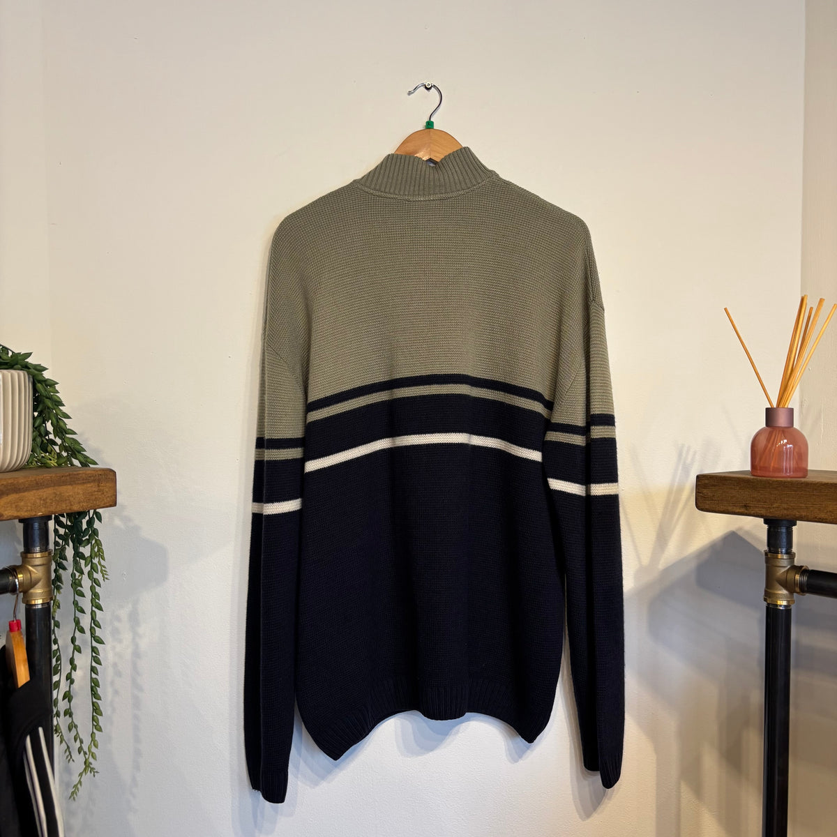 Lacoste Quarter Zip Knit Jumper Navy/ Beige (XL)
