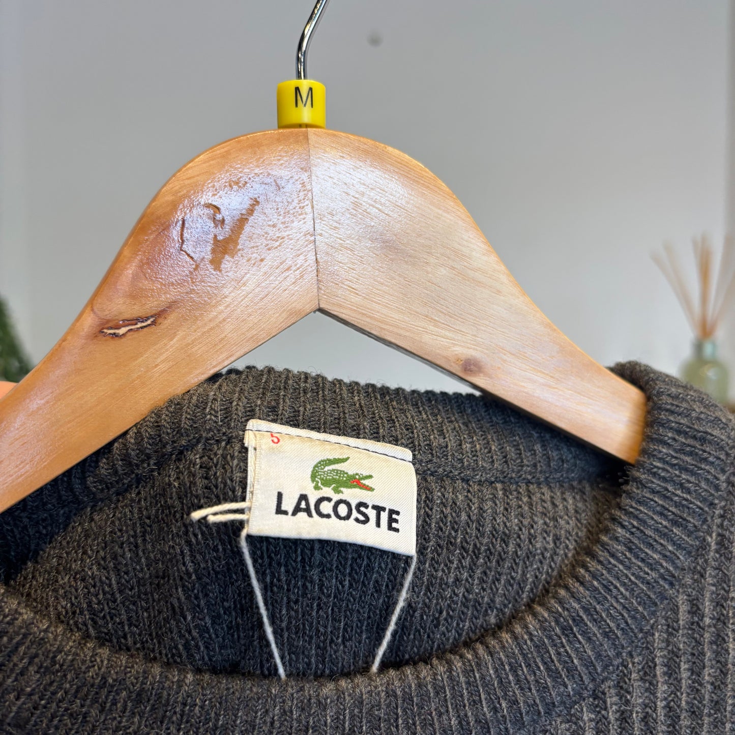Lacoste Ribbed Pullover Chunky Knit Jumper Grey (Medium)