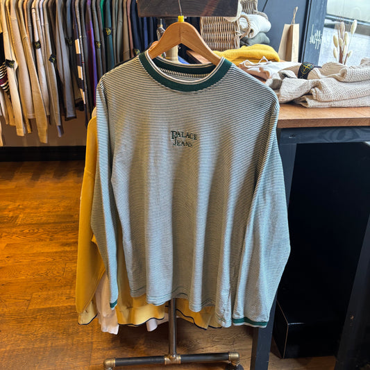 Palace Jeans FW17 Long Sleeve Striped T-Shirt Green/ White (Medium)