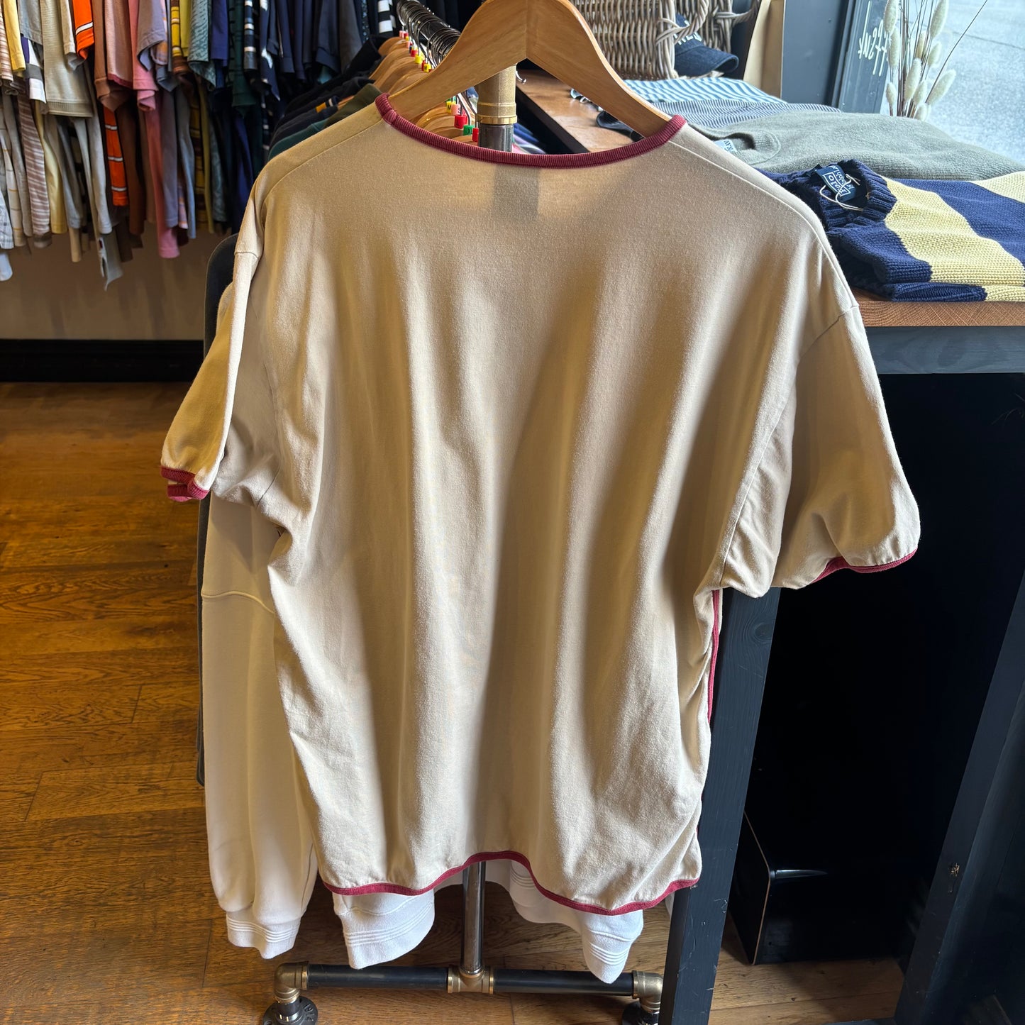 Nike 2000's Spellout Ringer T-Shirt Beige (XL)