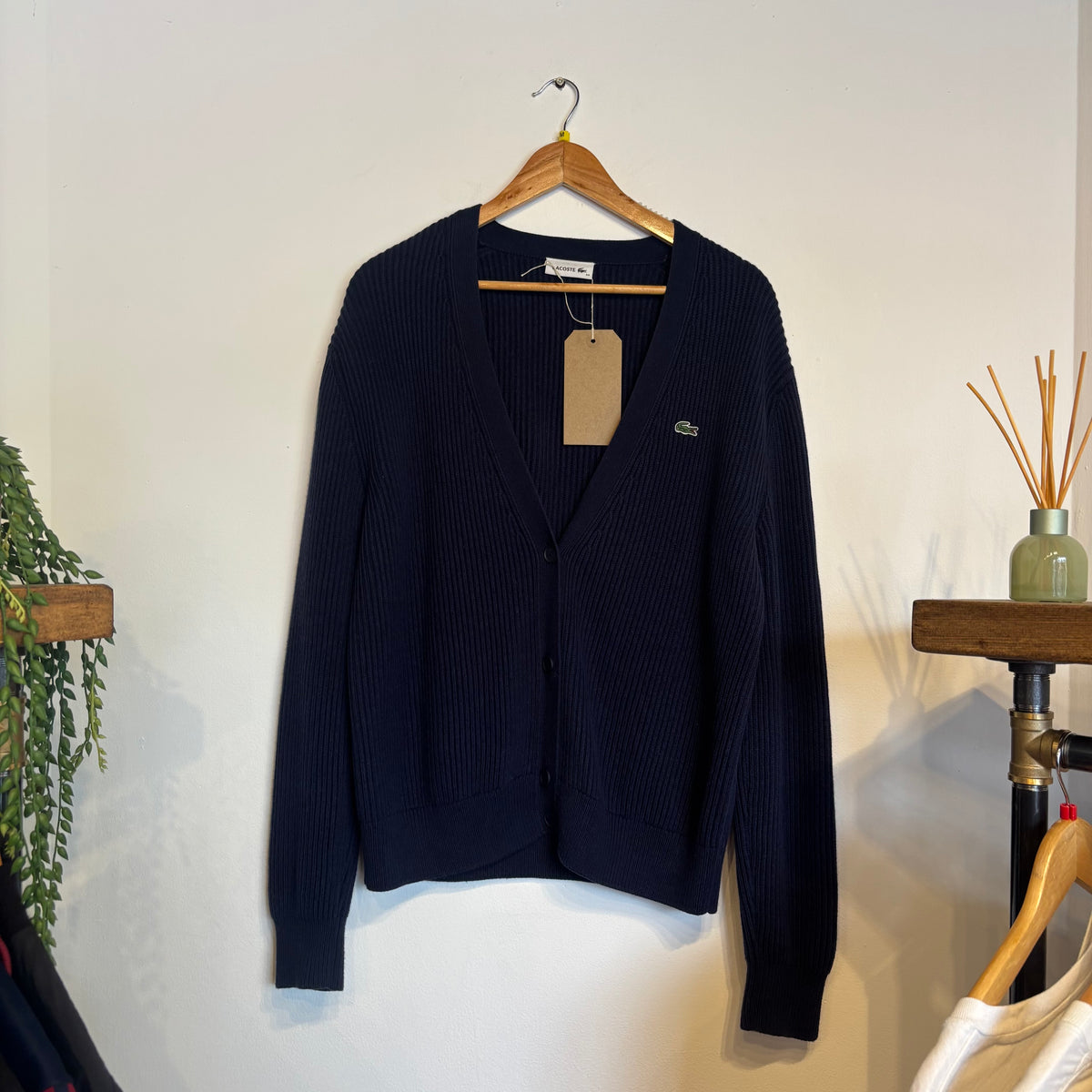 Lacoste Chunky Button Up Cardigan Knit Navy (Medium)