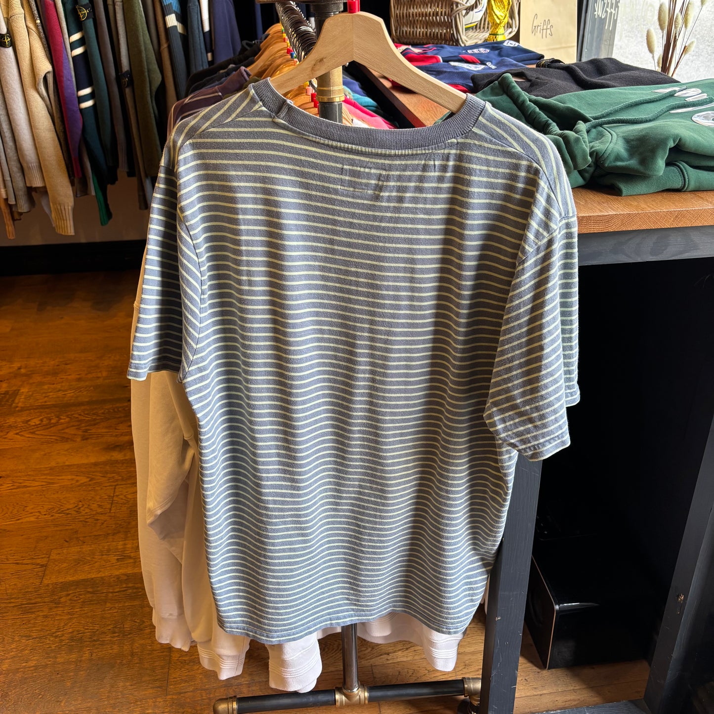 Stussy Jack Stripe Crew T-Shirt Blue (Large)