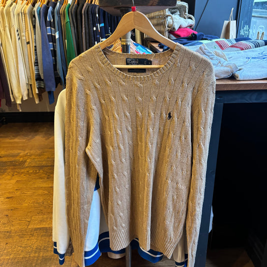 Ralph Lauren Silk Cable Knit Jumper Beige (Large)