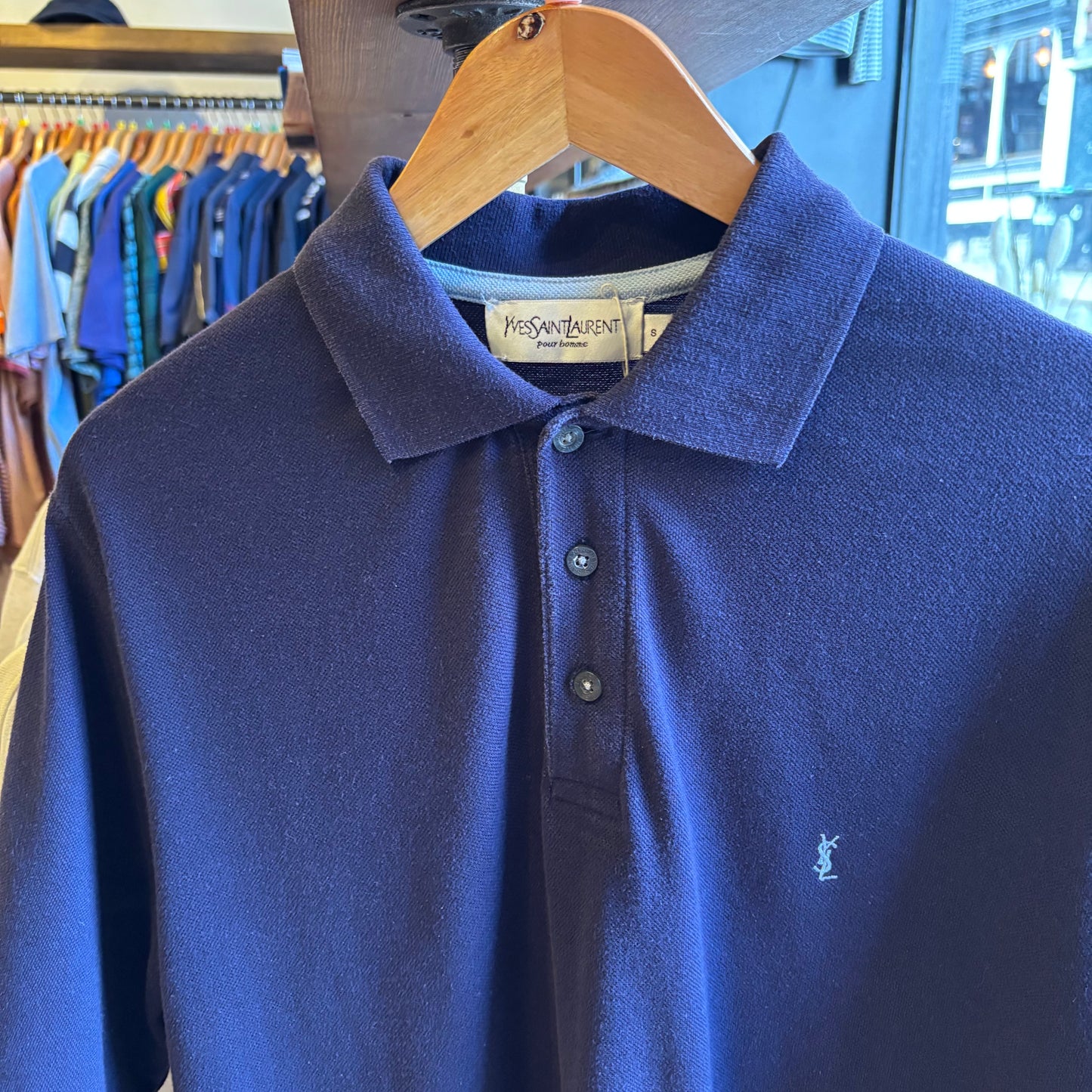 Yves Saint Laurent Polo Shirt Navy (Small)