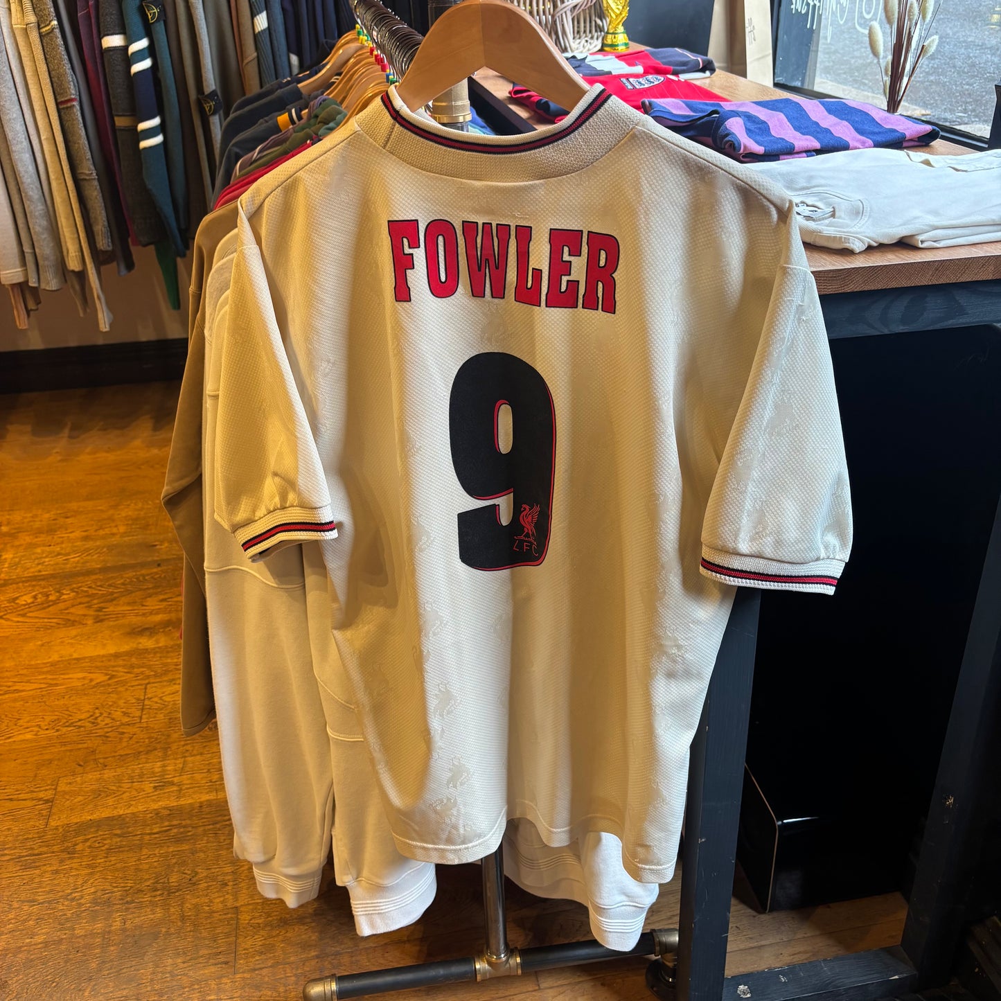 Liverpool Adidas 1996-97 Fowler Away Shirt Cream (Large)