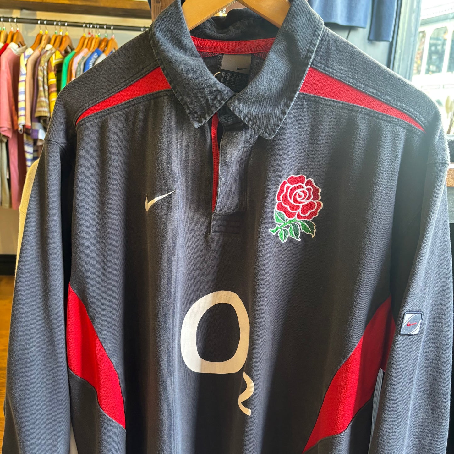 England 2000's Rugby Longsleeve Polo Shirt Black (XXL)
