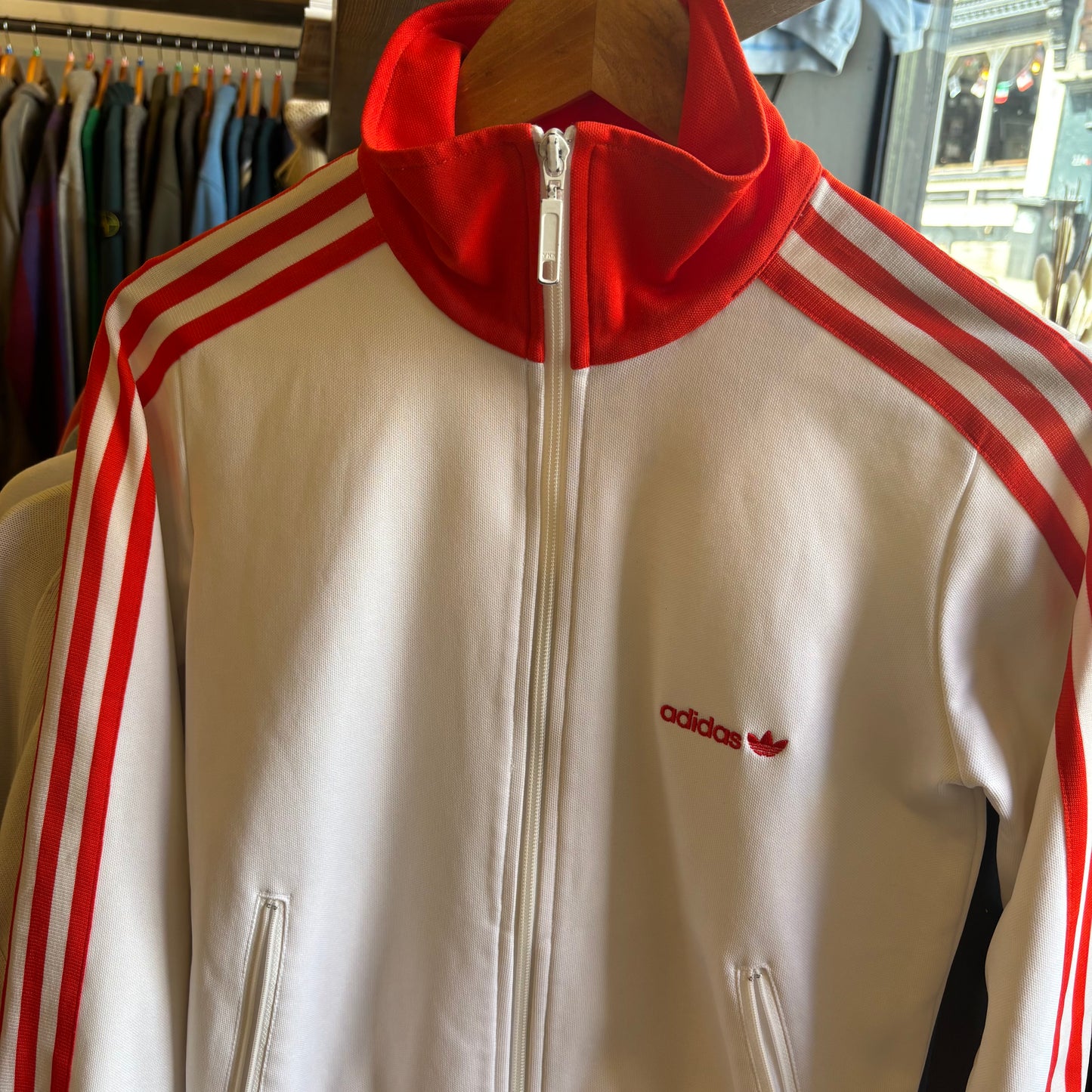 Women's Adidas Zip Up Track Jacket White/ Orange (Small)