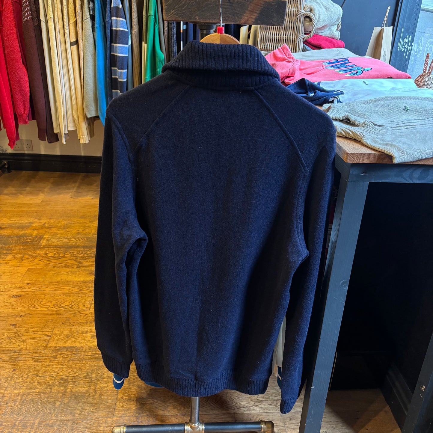 Lacoste Full Zip Wool Knitted Jumper Navy (Large)