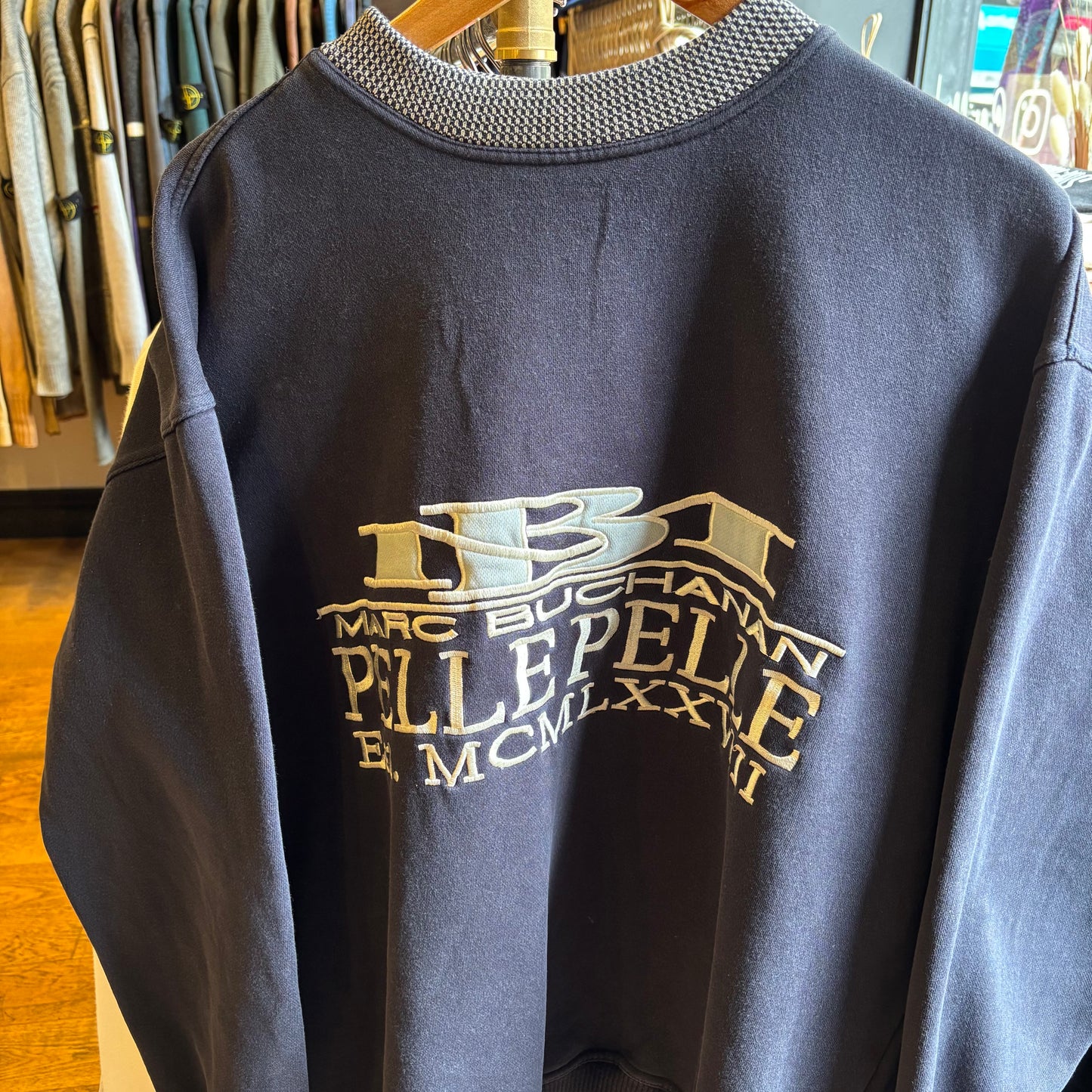 Pelle Pelle By Marc Buchanan Oversized Sweatshirt Navy (Large)