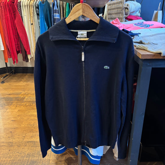 Lacoste Full Zip Knit Jumper Navy (Large)