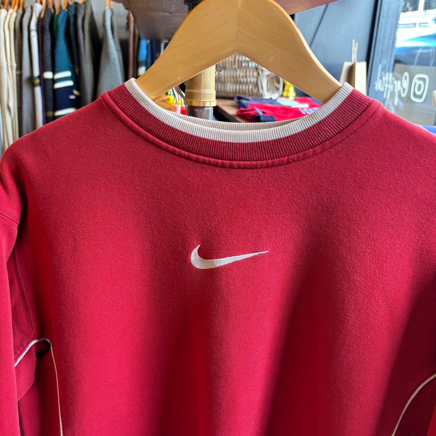Nike Centre Swoosh Oversized Sweatshirt Red (Small)