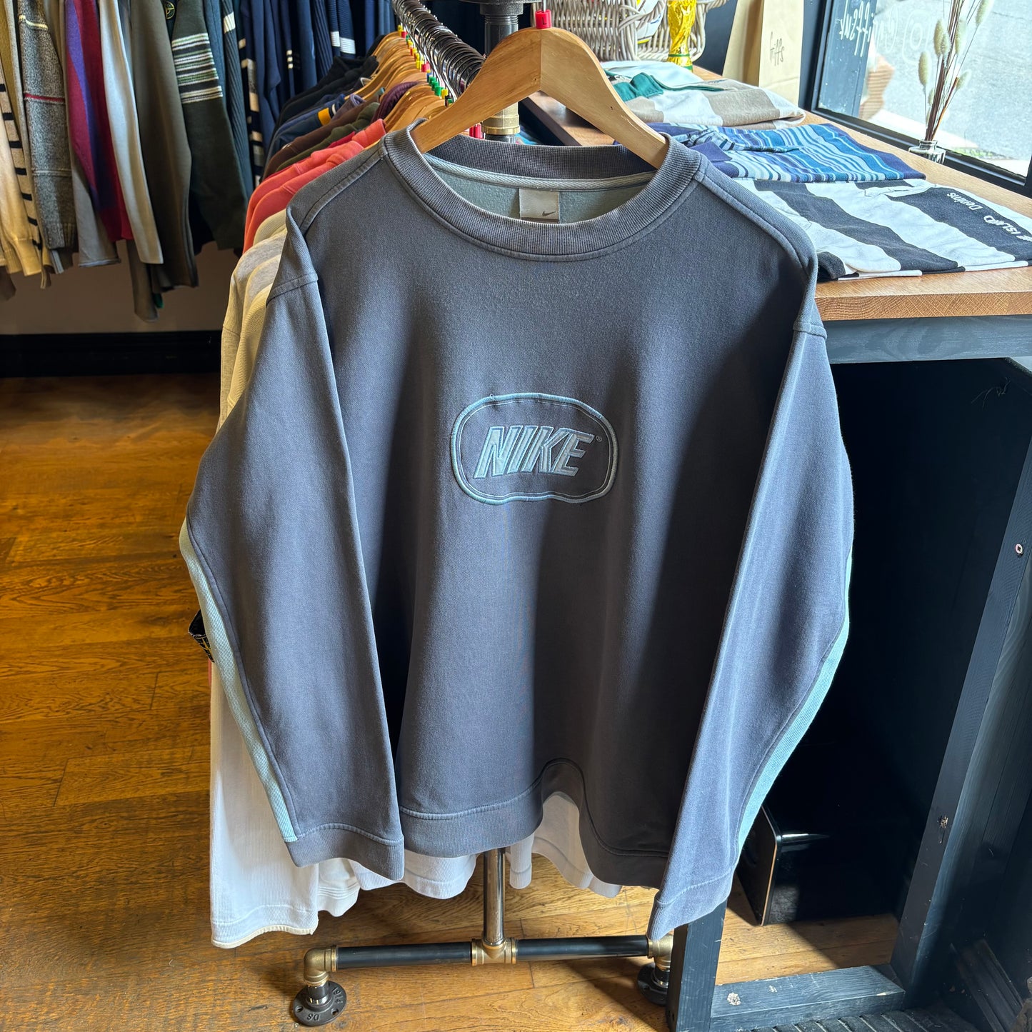 Nike Spellout Oversized Sweatshirt Grey (Large)