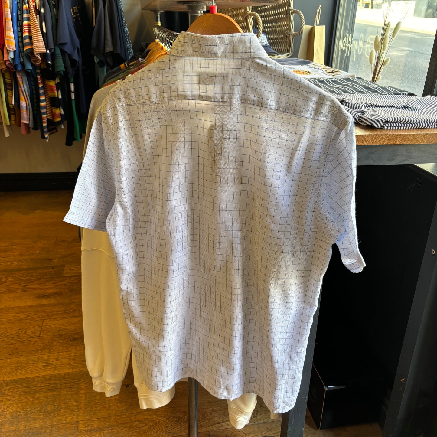 Yves Saint Laurent Plaid Button Shirt White/ Blue (Large)