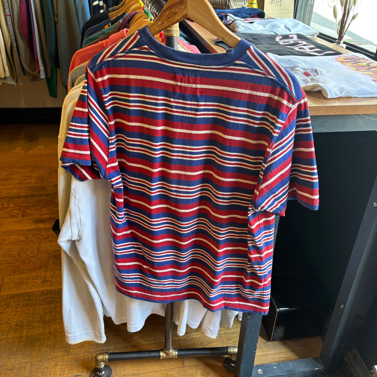 Beams Plus Striped T-Shirt Red/ Blue (Medium)