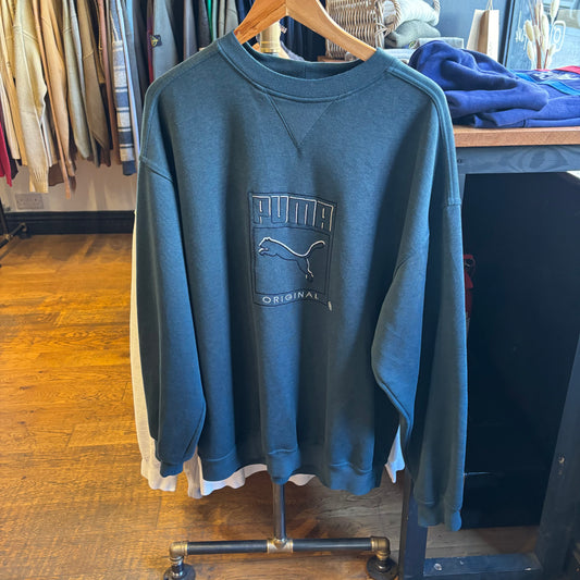 Puma Spellout Oversized Sweatshirt Green (Large)