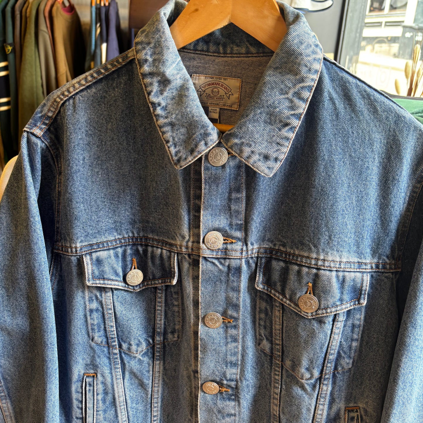 Armani Jeans Button Up Denim Jacket Blue (Medium)