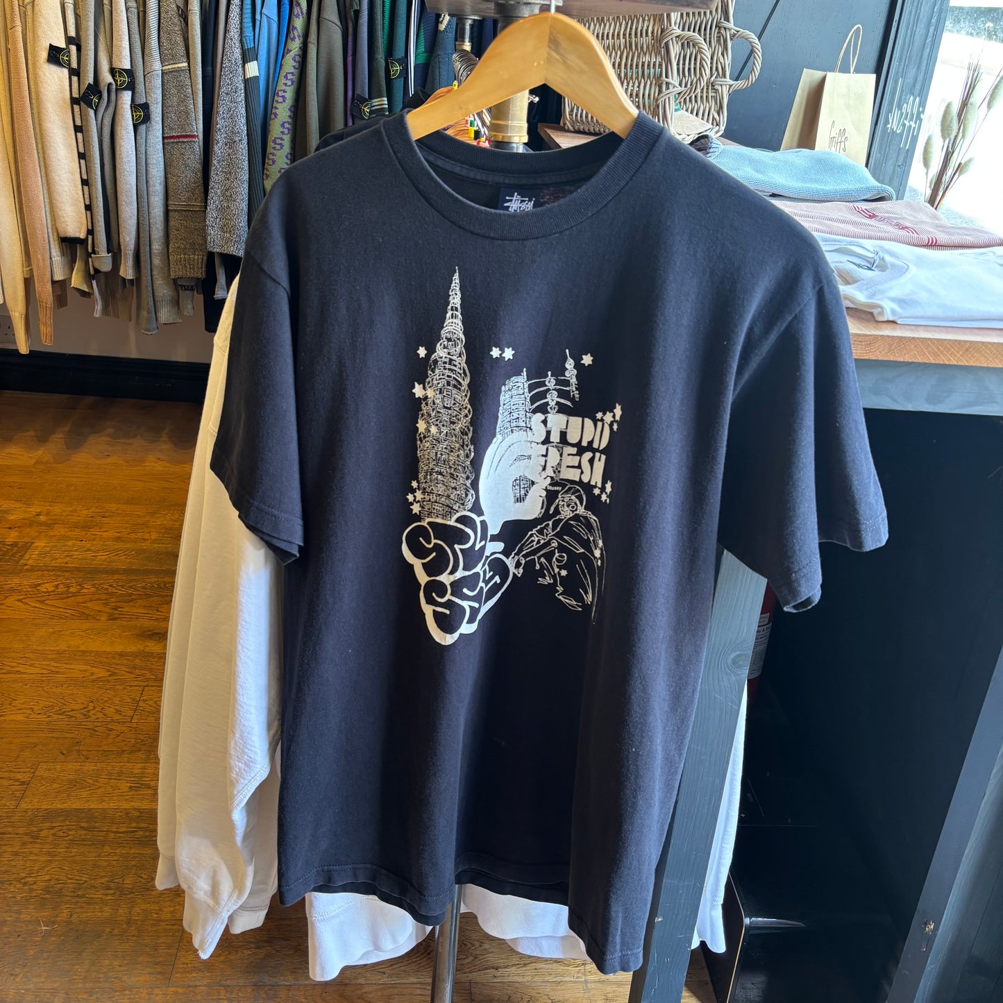 Stussy 90s Stupid Fresh Graphic Print T-Shirt Black (Large)