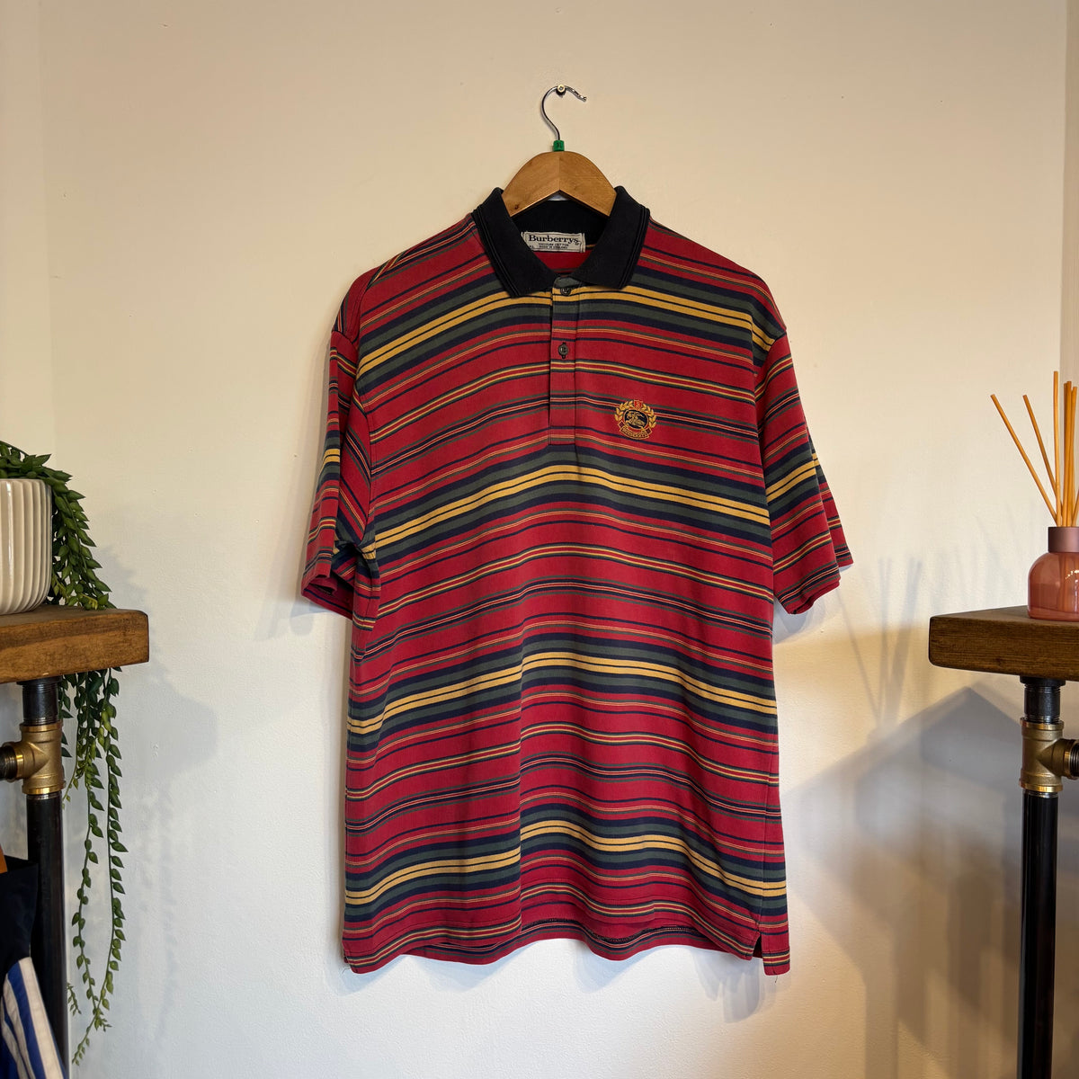 Burberry Stripe Heavyweight Polo Shirt Red (XL)