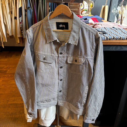 Stussy Mixed Stripe Trucker Jacket White/ Blue (Large)