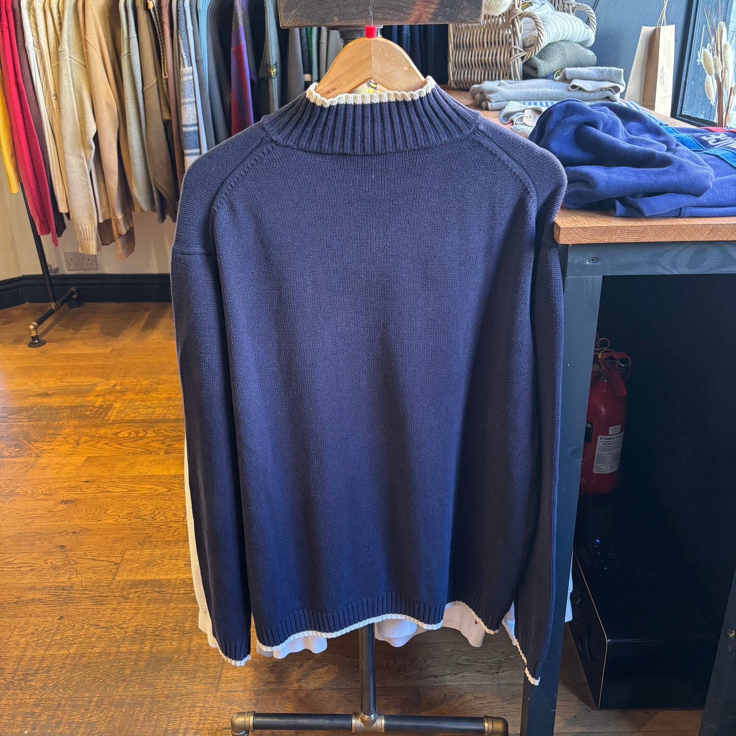 Yves Saint Laurent Full Zip Knit Jumper Navy (Large)