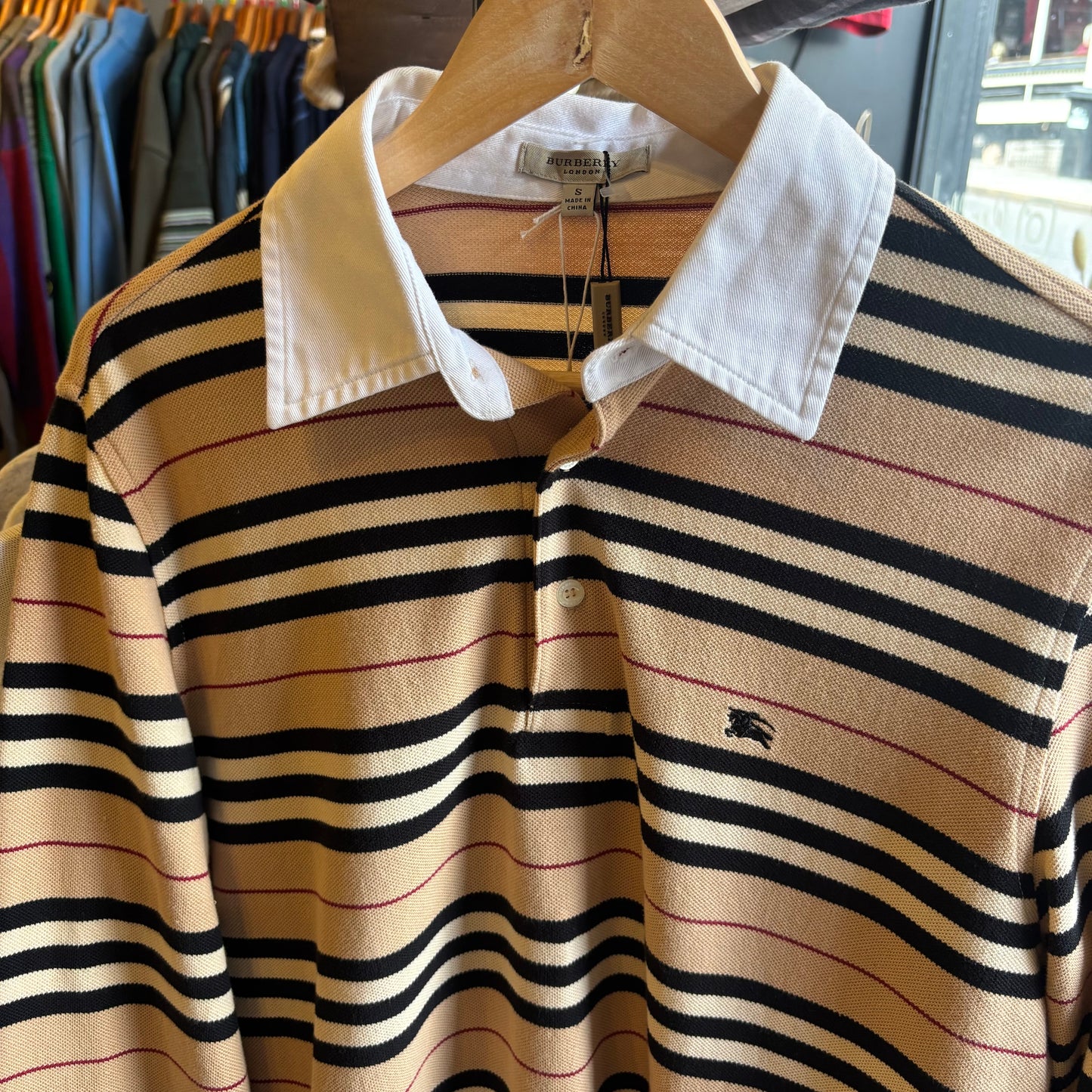Burberry London Longsleeve Nova Check Polo Shirt (Small)