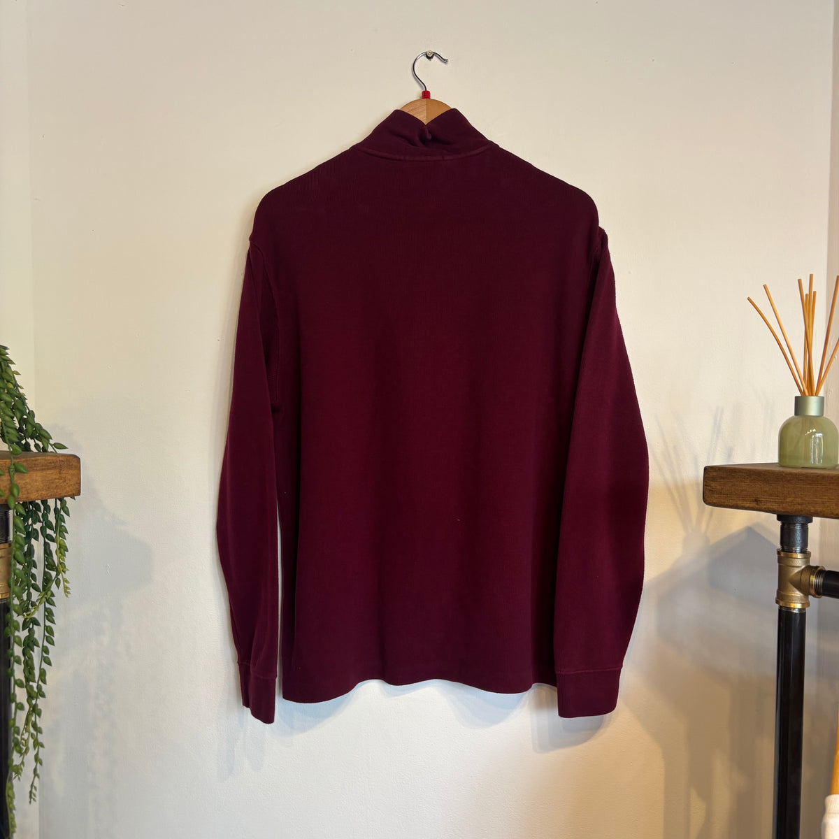 Ralph Lauren Quarter Zip Pullover Jumper Burgundy (Large)