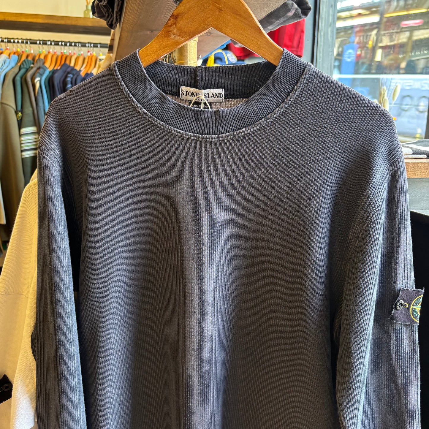 Stone Island S/S 2004 Ribbed Sweatshirt Blue (Medium)