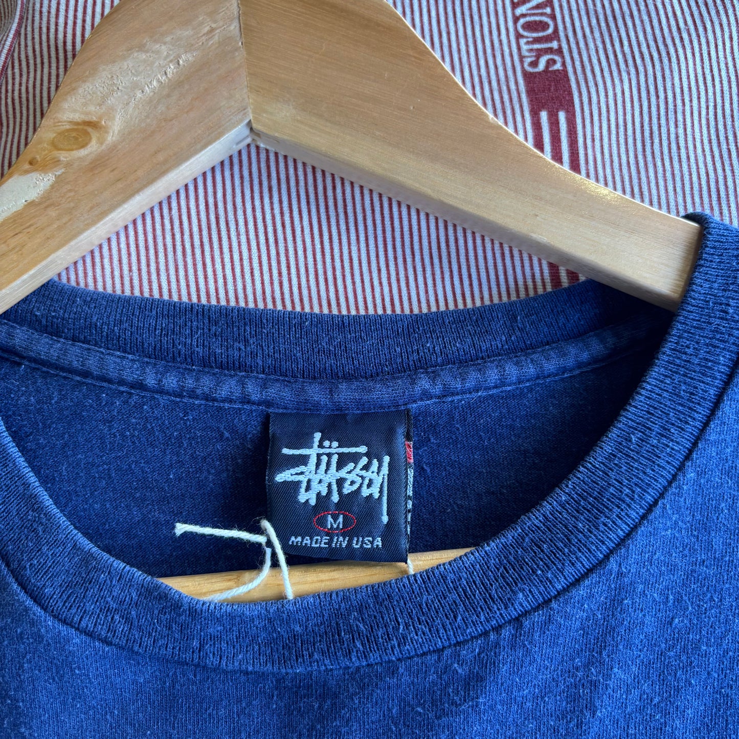 Stussy 90s Graphic Spellout T-Shirt Navy (Small)