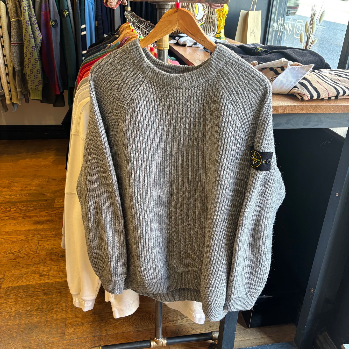 Stone Island A/W 2020 Ribbed Pullover Knit Jumper Grey (Large)