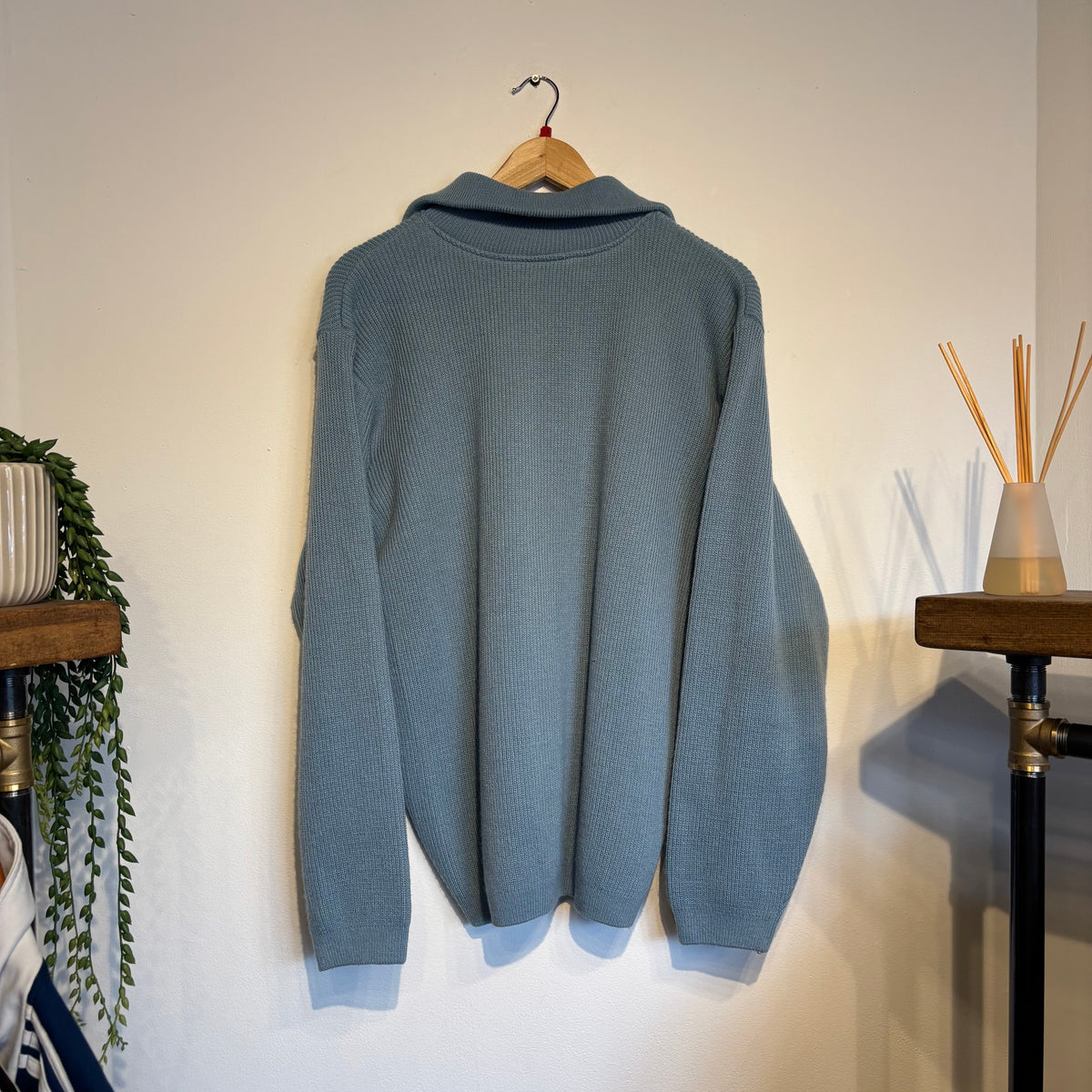 Lacoste Quarter Zip Pullover Knit Jumper Light Blue (Large)