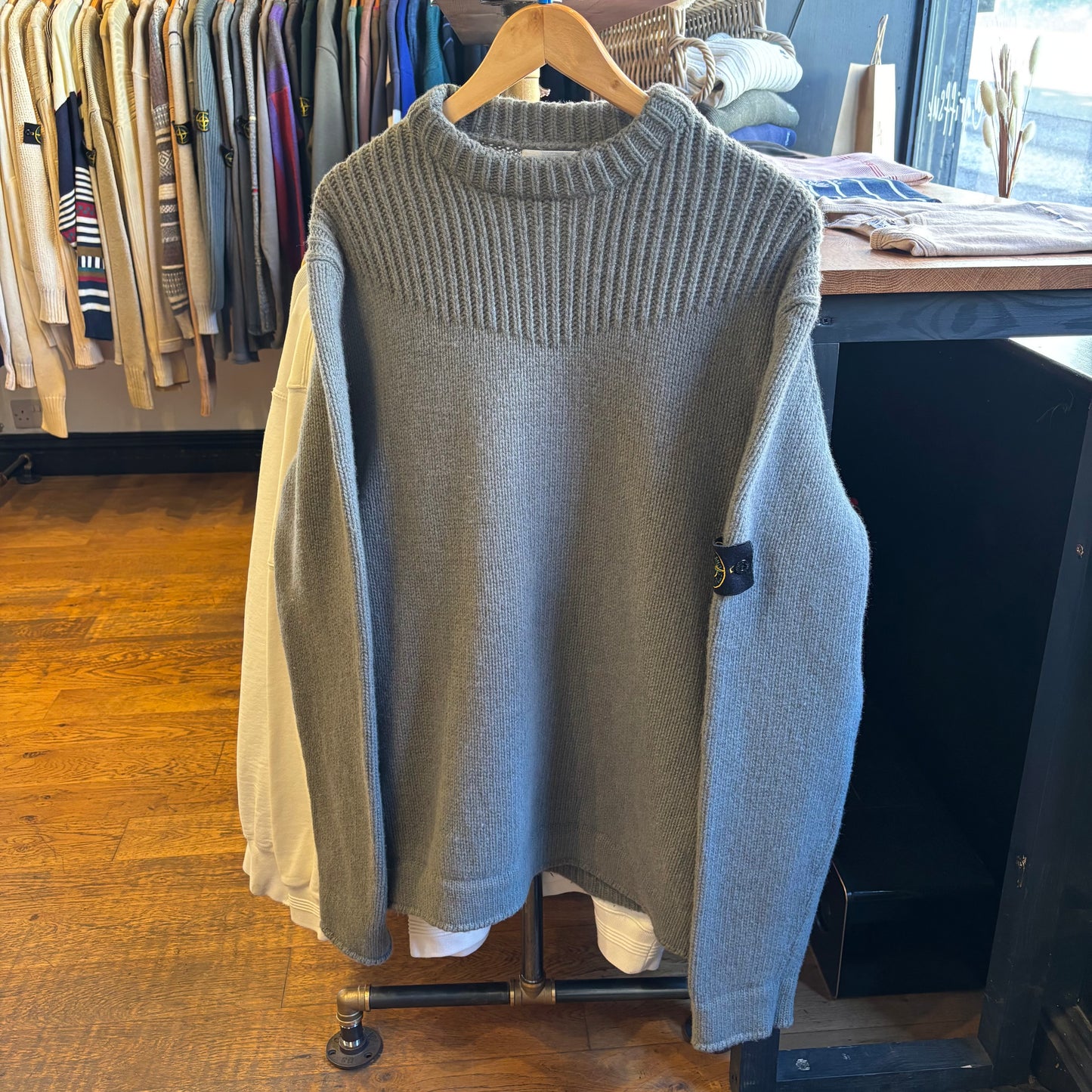 Stone Island A/W 2001 Pullover Chunky Knit Jumper Grey (XXL)