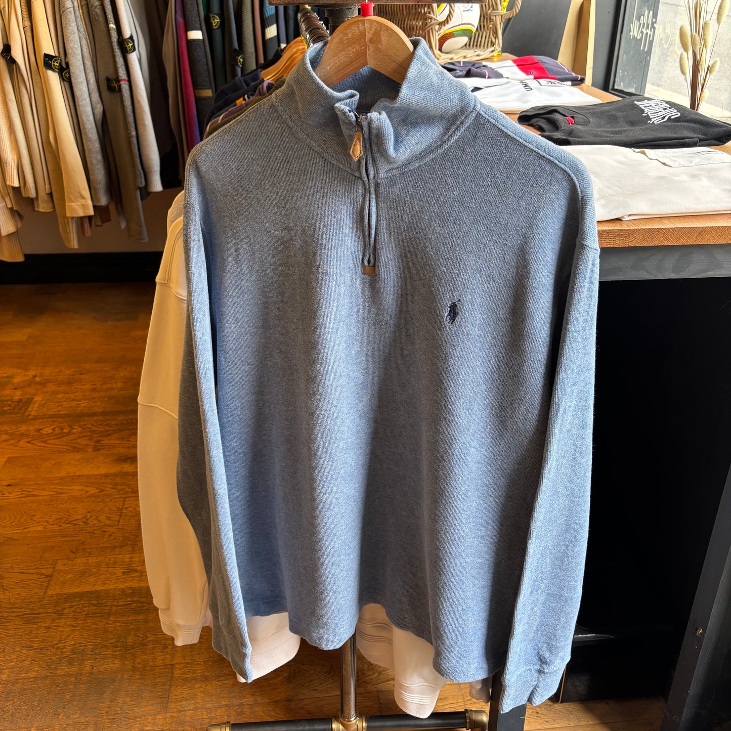 Ralph Lauren Quarter Zip Pullover Jumper Light Blue (Large)