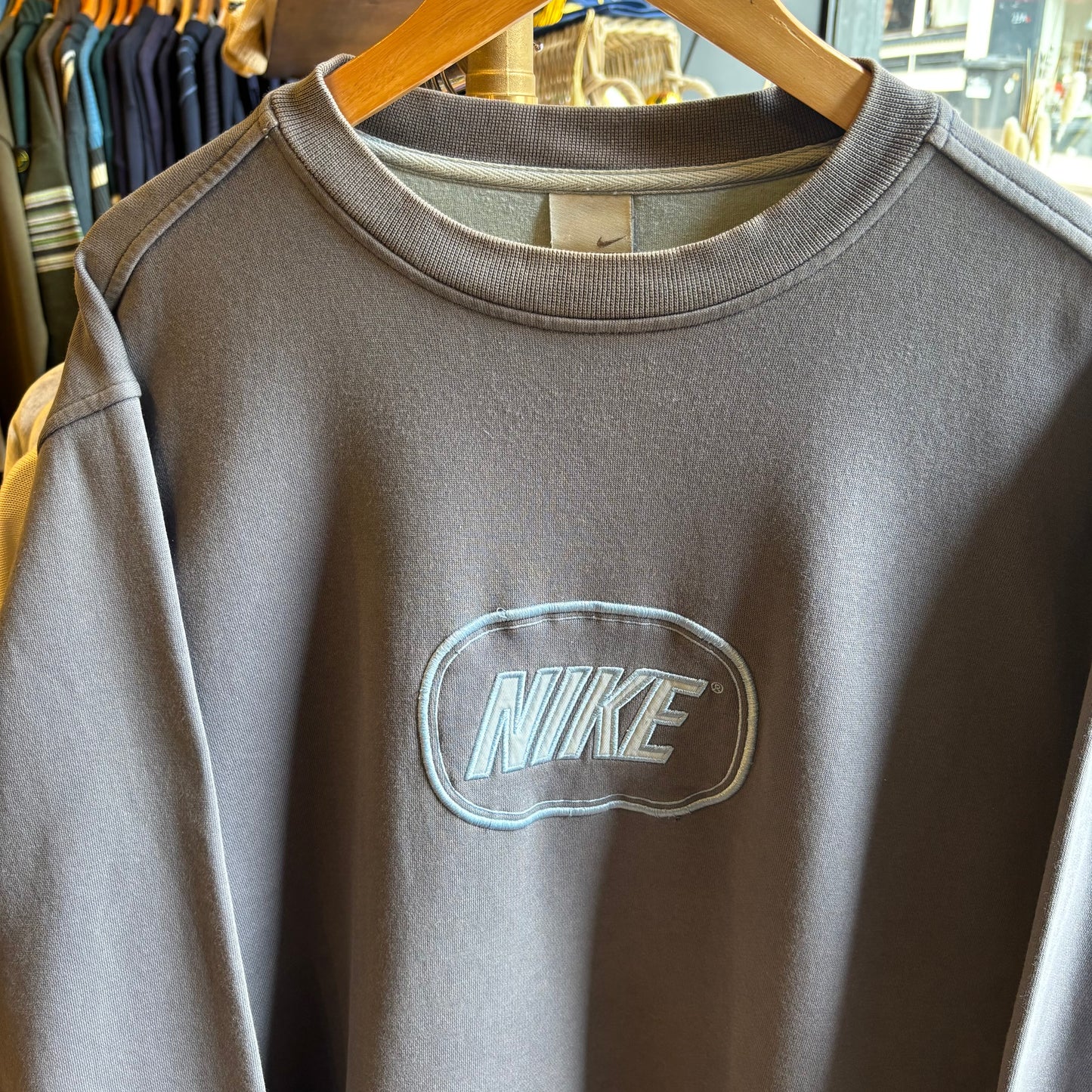 Nike Spellout Oversized Sweatshirt Grey (Large)