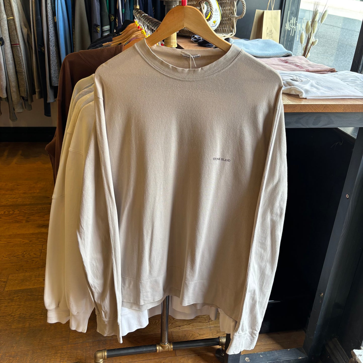 Stone Island 2000's Longsleeve T-Shirt Cream (Large)